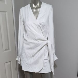 veiled collection new york stella wrap top Elegant White Wrap Dress sz XS